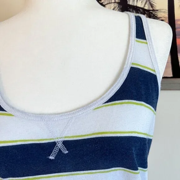 Women's SO Racerback Tank Top | Navy & White Stripe | Size Medium | 100% Cotton - Picture 5 of 7